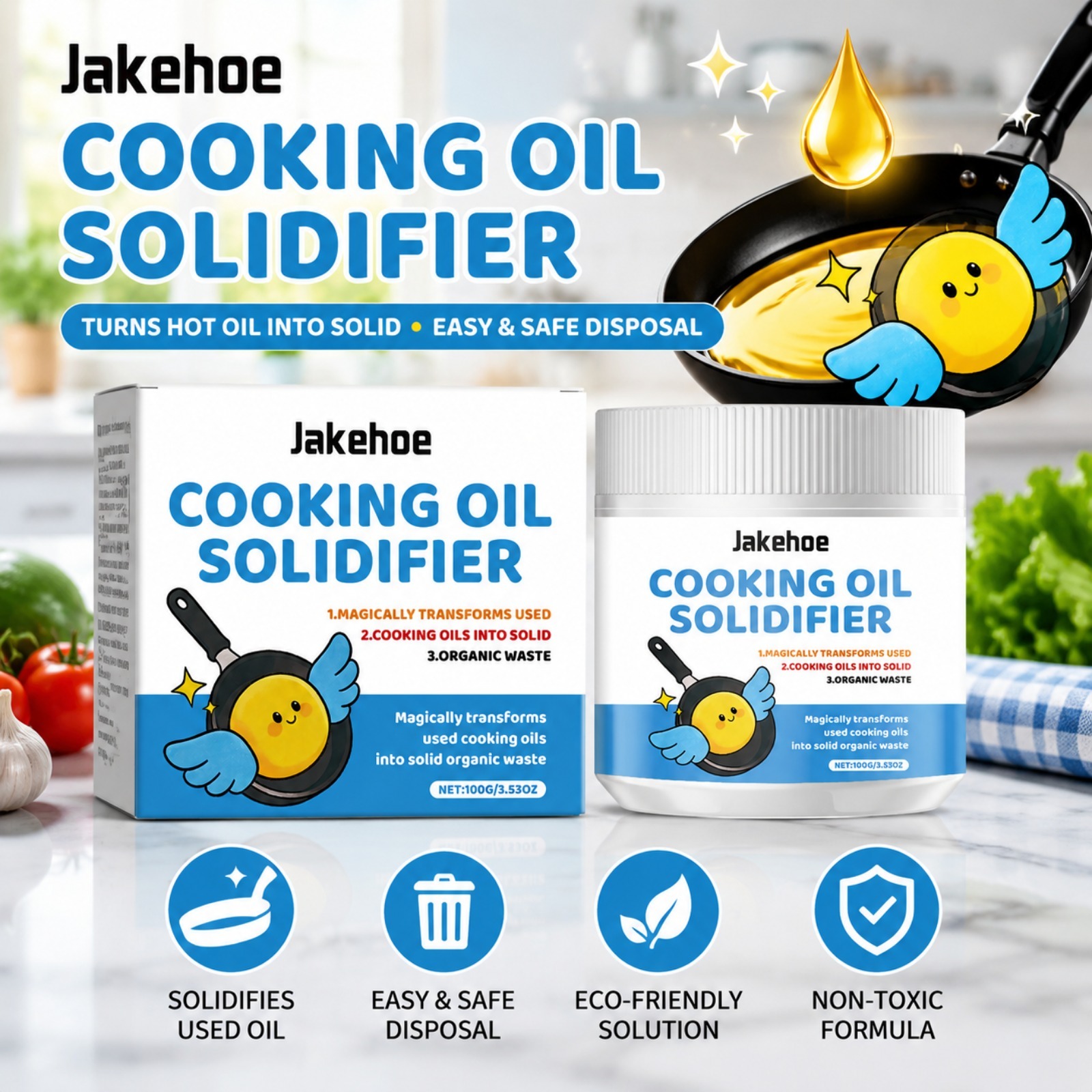 Home Cooking Oil Disposal - مسحوق مصلب لزيت الطهي يمنع انسداد