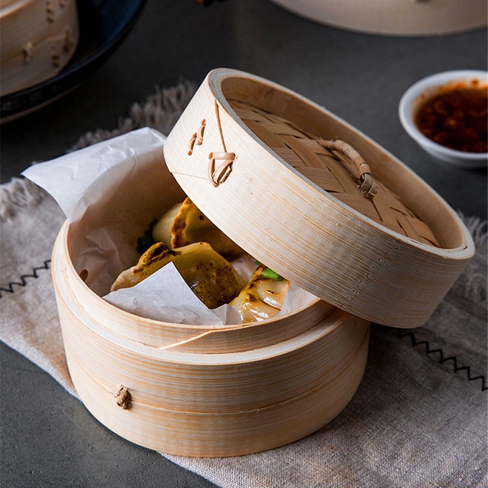 سلة ديم سوم بغطاء من الخيزران  - مراجعة Steamer Bamboo Set وسعره